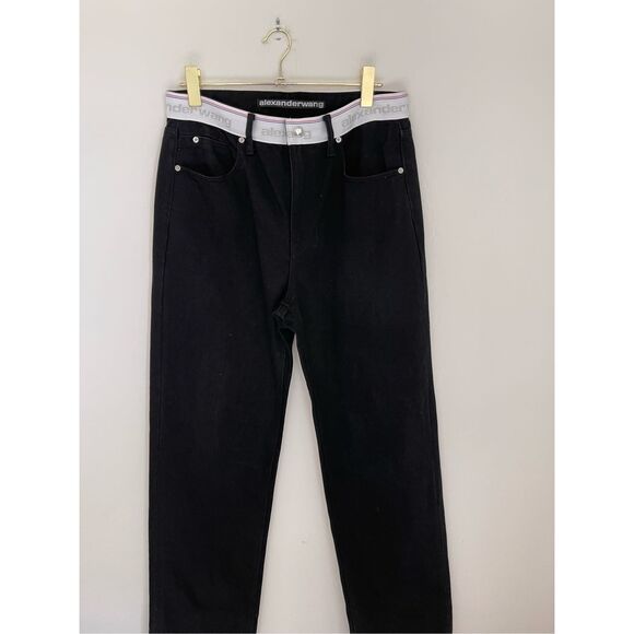 ALEXANDER WANG Logo High Waist Straight Leg Nonstretch Jeans Size 31 NWOT - Picture 3 of 9